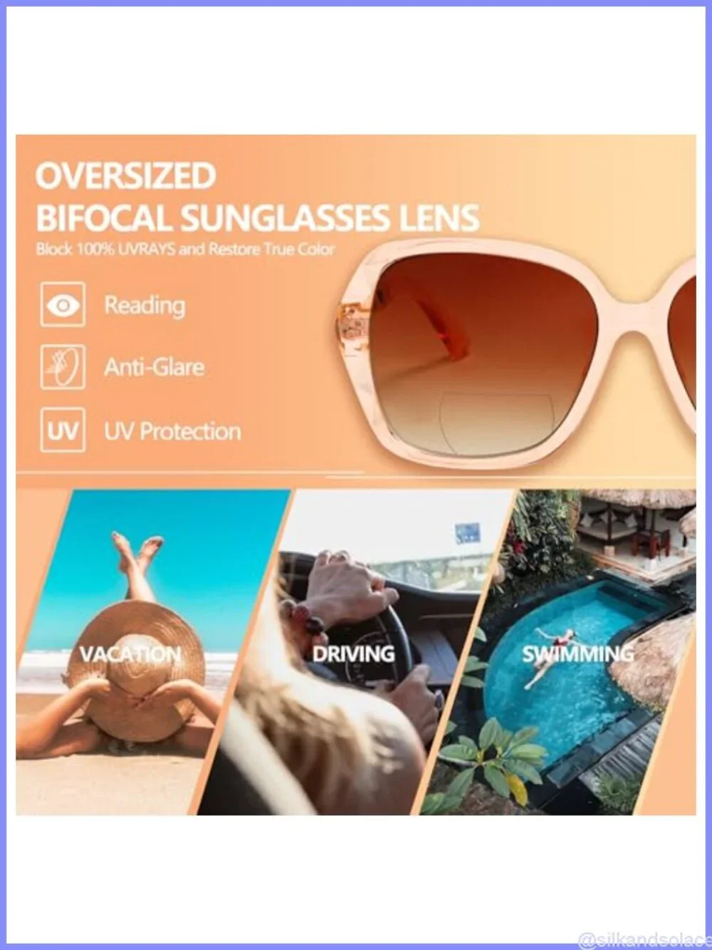 Oversized Bifocal Sunglasses for Women UV400 Reading Sun Readers 3 Pack